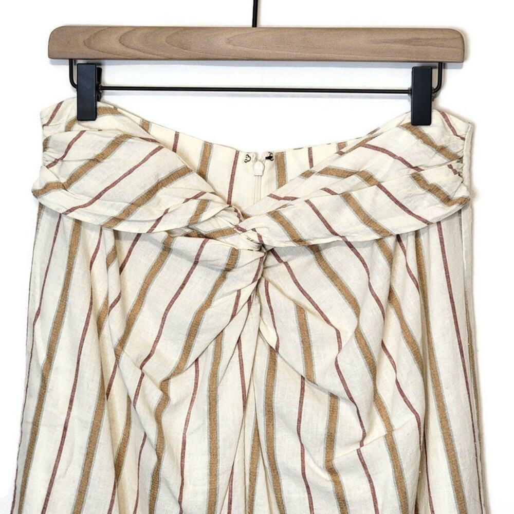 Madewell NWT Stripe Sarong Wrap Midi Skirt Twist Front Linen Cotton Size 12 - Picture 4 of 16